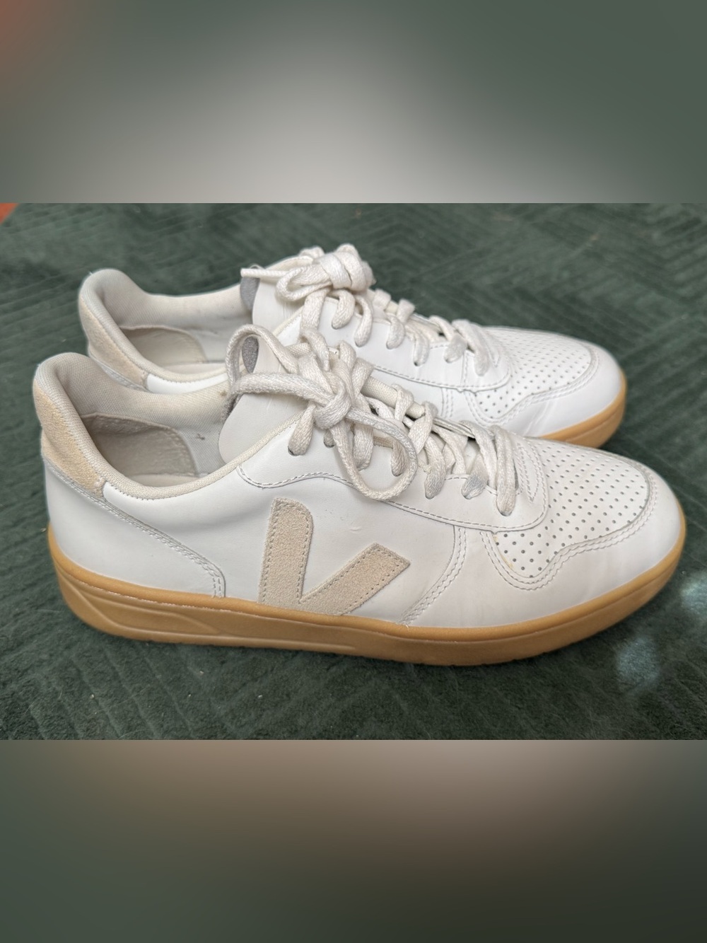 Veja White Leather Sneakers with Tan Gum Sole